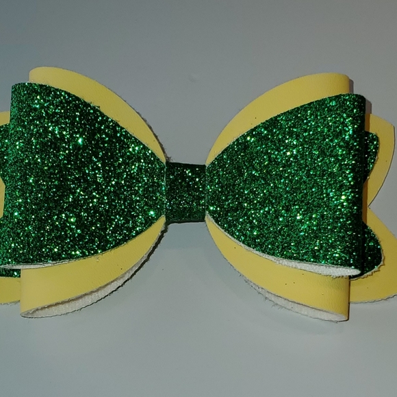 Green Glitter Yellow Bow Straw Topper - Picture 2 of 2